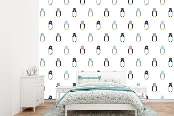 Behang - Fotobehang Design - Dieren - Pinguïn - Breedte 305 cm x hoogte 220 cm