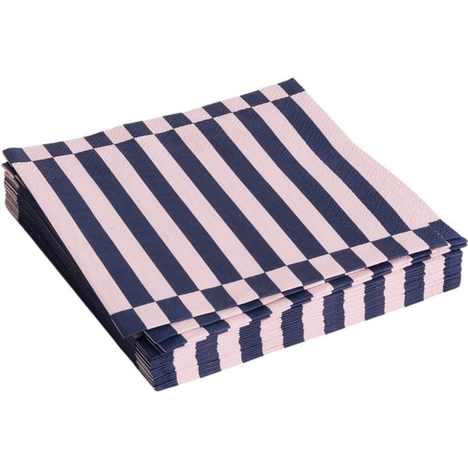 HAY Patroonverpakking van 20 servetten - light pink and dark blue pillar stripe - Dinner