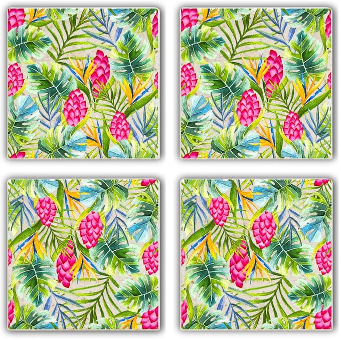 Asir - Onderzetter (4 stuks) - Veelkleurig - 10 x 10 x 1 cm