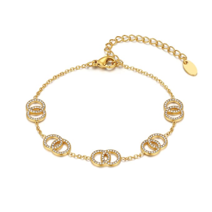 Twice As Nice Armband in edelstaal met oneindigheidstekens Goudkleurig 16cm+3cm