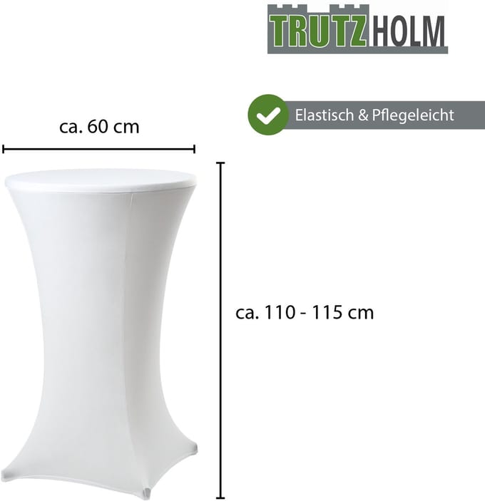 TRUTZHOLM - 15 witte statafelhoezen voor statafels en bistrotafels van 60 cm - geschikt voor binnen en buiten