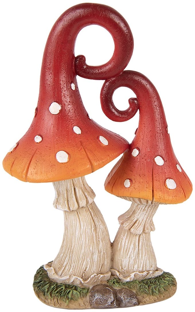 Clayre & Eef Beeld Paddenstoel Rood Kunststof Herfst decoratie