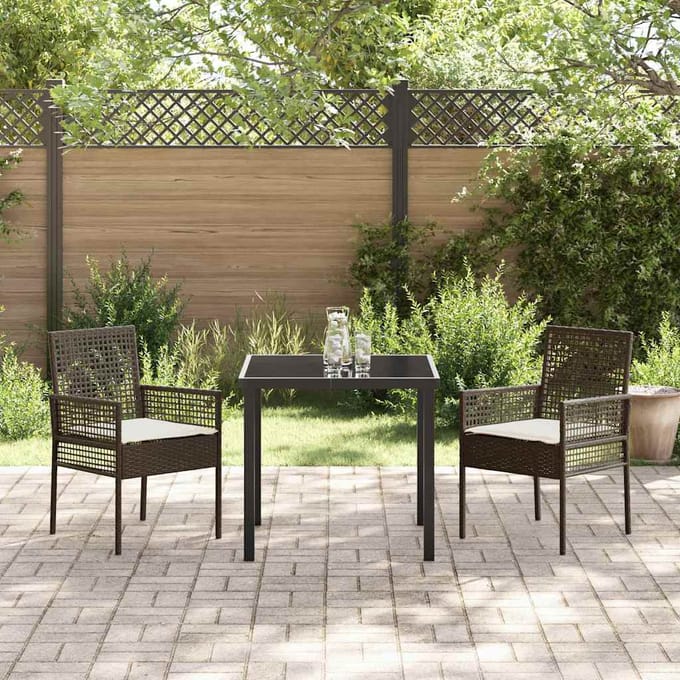 vidaXL Tuinstoel met kussen 2 pcs Bruin 55 x 53 x 85 cm poly rattan