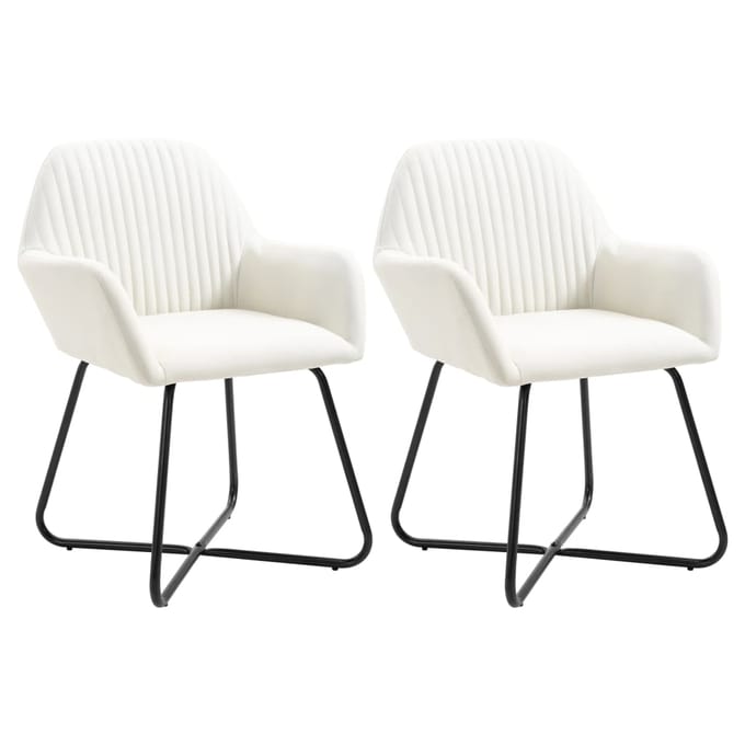 vidaXL - Eetkamerstoelen - 2 - st - stof - crèmekleurig