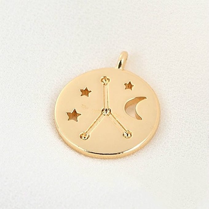 Sterrenbeeld 14k Vergulde hanger - Constellation 14k Gold Plated Pendant - Cancer/Kreeft