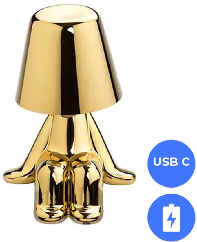 Oplaadbare LED Tafellamp - Denker - Dimbaar - USB-C - Golden Boy Andy