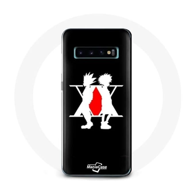 Case voor Samsung Galaxy S10 Plus Hunter x Hunter Manga Logo Zwarte Achtergrond