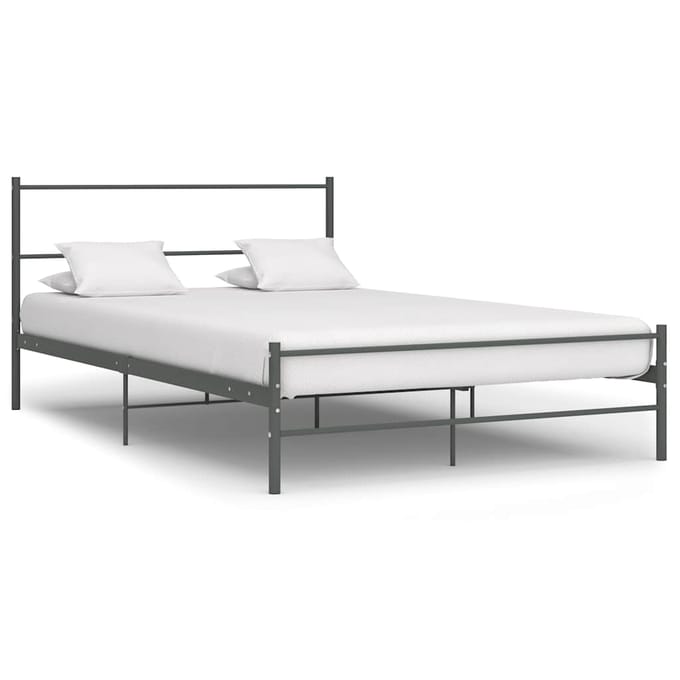 vidaXL - Bedframe - metaal - grijs - 160x200 - cm