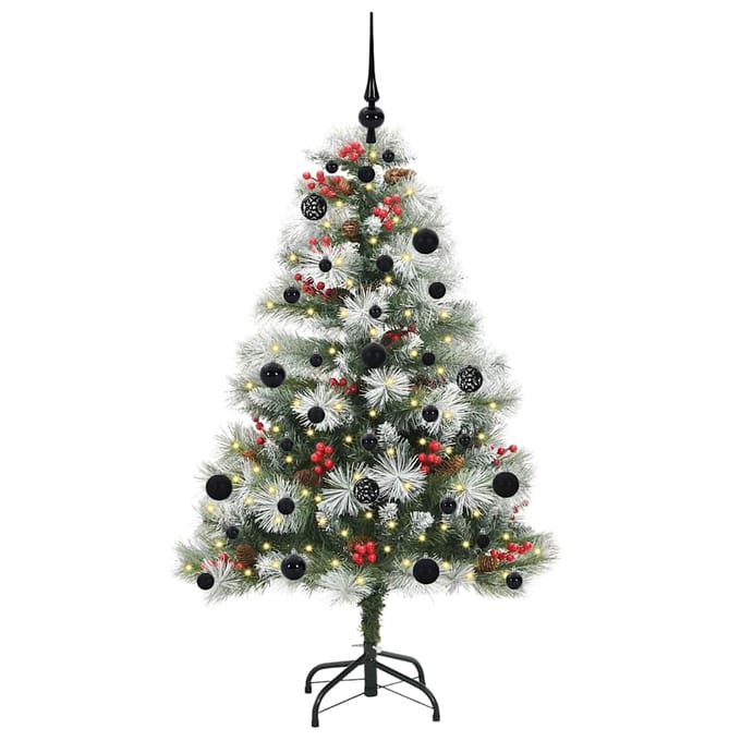 vidaXL - Kunstkerstboom - Groen - en - wit - 150 - cm - PVC - en - Metaal - en - Plastic