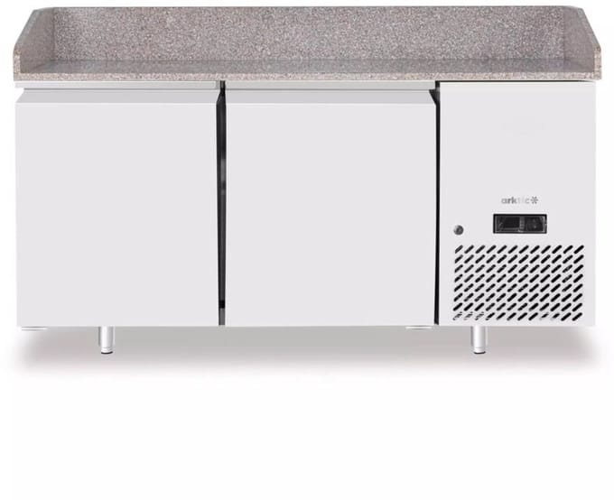 Arktic - Koelwerkbank voor Pizza - 2 Deuren - Granieten Blad - 250L - 151x80x88 cm