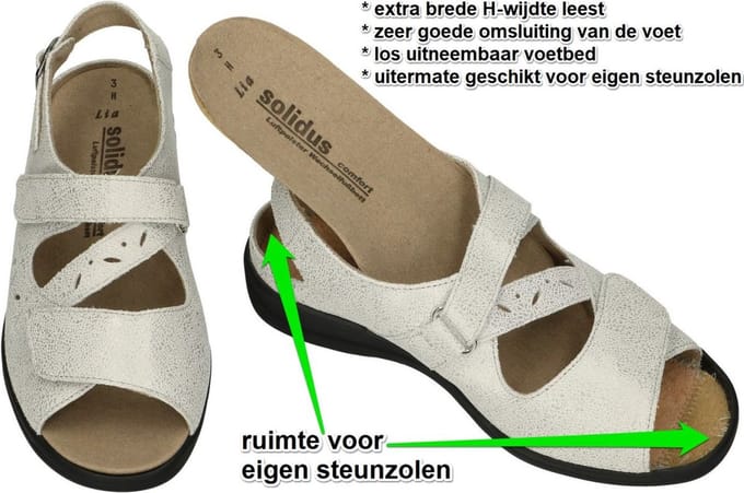 Solidus -Dames - zilver - sandalen - maat 36