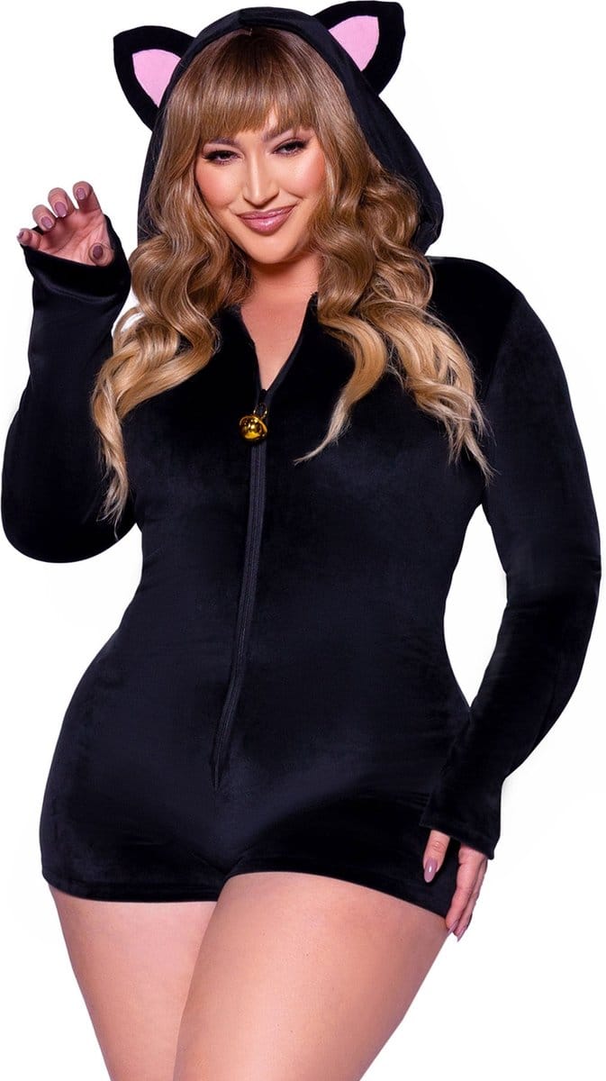 Korte jumpsuit voor vrouwen Leg Avenue Plus Black