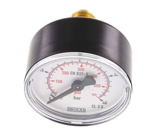 0..40 Bar Manometer Achteraansluiting Kunststof/Messing 50 mm Klasse 2.5