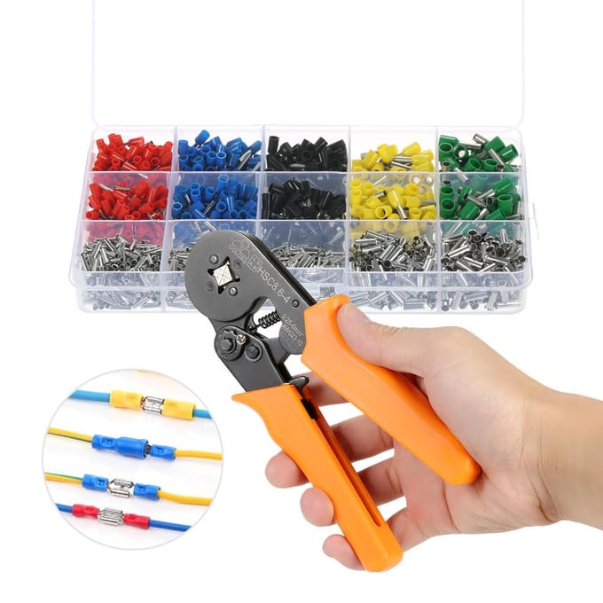 Pince à sertir professionnelle auto-ajustable pour câbles et fils, outil sertisseur de ferrule gray