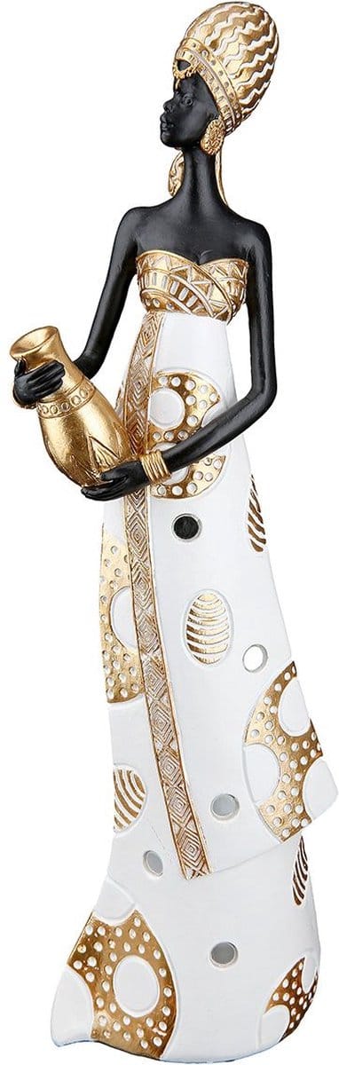 Gilde Handwerk - Beeld - Sculptuur - Afrikaanse Vrouw - 7x10x32cm