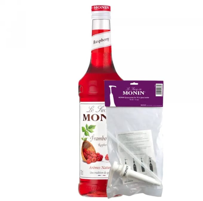 Monin Siroop Framboos 70 cl + Pompje