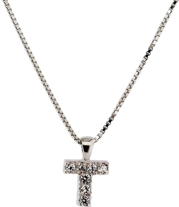 Orphelia Zilver Alphabet hanger met ketting 42 cm Zirconium