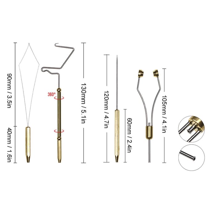 Vliegbindgereedschap Combo Kit Vliegbindbankschroef Spoelhouder Rijger Naald Zweep Afwerker Schaar 6pcs set black