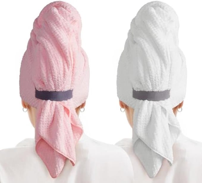 Microfiber Haarturban voor Vrouwen - Sneldrogende Haarhanddoek met Elastische Band voor Krullend Haar