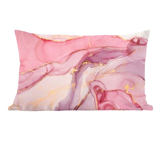 Sierkussens - Kussentjes Woonkamer - 60x40 cm - Goud - Marmer - Roze