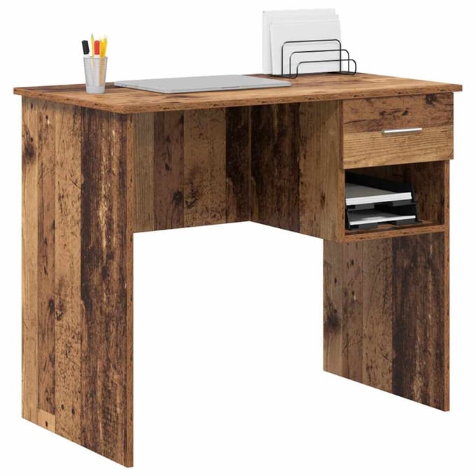 vidaXL - Bureau - Oud - Hout - 90 - x - 49 - x - 75 - cm - Bewerkt - hout