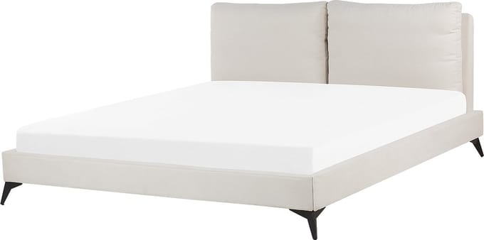 MELLE - Tweepersoonsbed - Lichtbeige - 180 x 200 cm - Chenille
