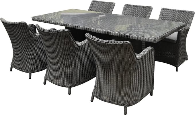 Bilbao Menorca dining tuinset 220x100xH77 cm 7 delig antraciet