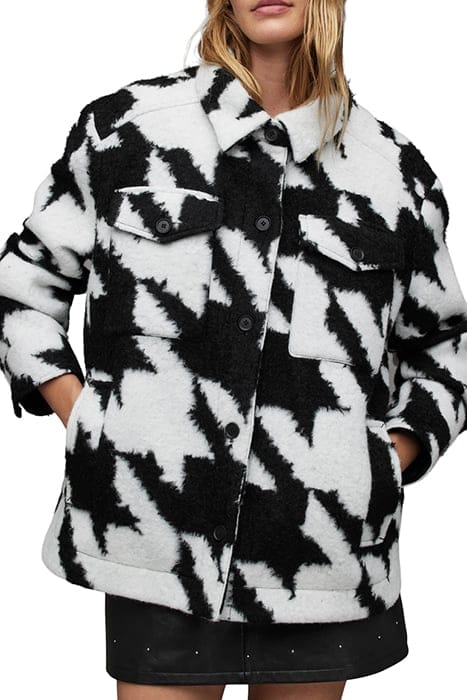 AllSaints Rosey Mono Jacket Black/white Maat: 40 | Overshirts Outlet | Dames | Wit
