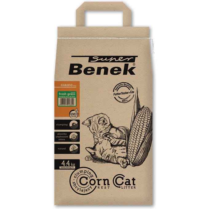 7 l (ca. 4,4 kg) Super Benek Corn Cat Vers Gras - Kattenbakvulling