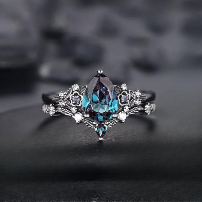 Modieuze Blauwe Bloem Ringen Set, Gepersonaliseerde Gelaagde Ring voor Dames, Lichte Luxe High-End Ring, Niche Ontwerp Veelzijdig Accessoire 10 blauw