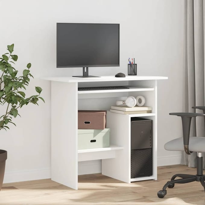 vidaXL - Bureau - 80x45x74 - cm - bewerkt - hout - wit