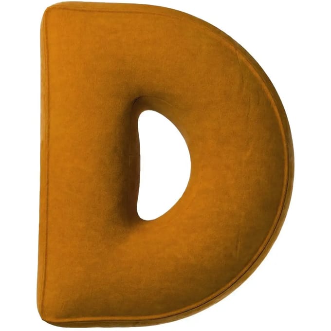Kussen letter d Yellow Tipi Posh Velvet
