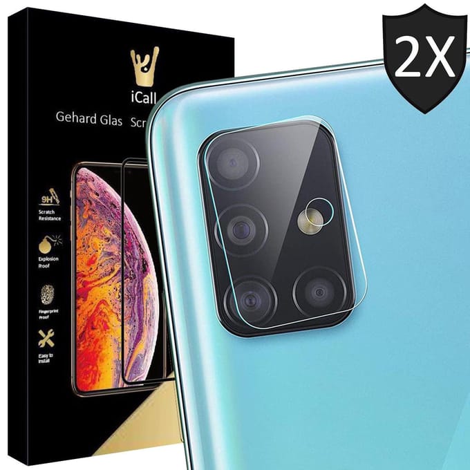 Camera Screenprotector geschikt voor Samsung A71 - 2x Glas Screen Protector