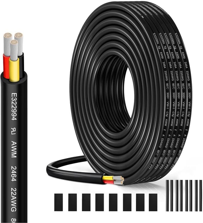 3-aderige Zwarte Elektriciteitsdraad 5 Meter 0,34mm2 300V Flexibele Installatiekabel