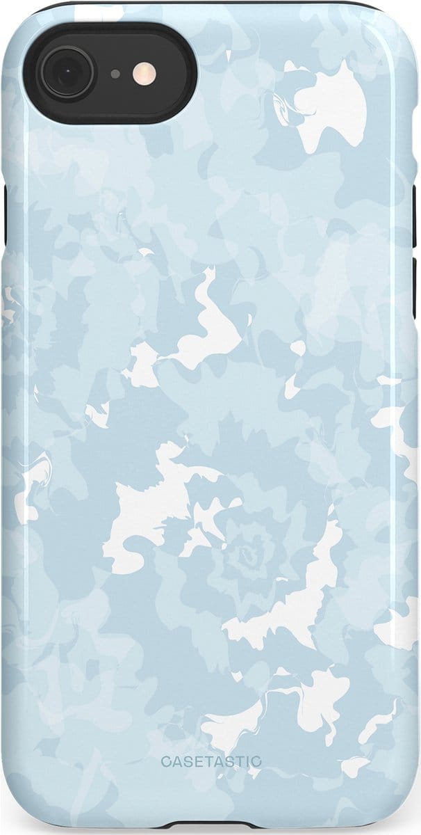 Casetastic hoesje geschikt voor Apple iPhone SE / Apple iPhone 7 / Apple iPhone 8 - Dubbellaagse bescherming - Blauwe wervels - Fashion Case - Wit Lichtgrijs