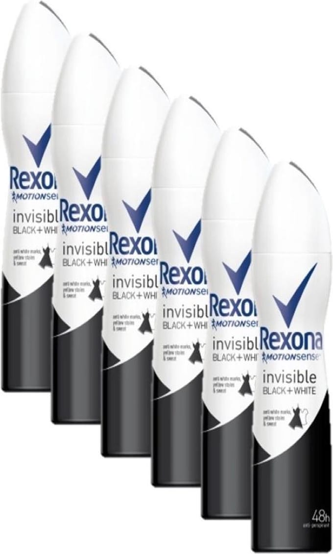 Rexona Invisible Black & White Diamond XL Deodorant Spray - 6 x 250  ml