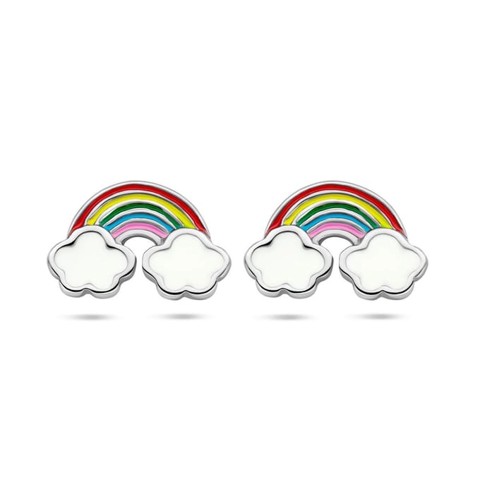 Zilver Gerhodineerd Oorknoppen Regenboog 1340387