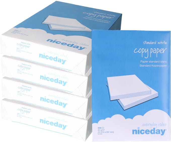 Niceday A4 kopieer papier - wit - 2500x vellen - 80 grams - basic kantoor en teken papier