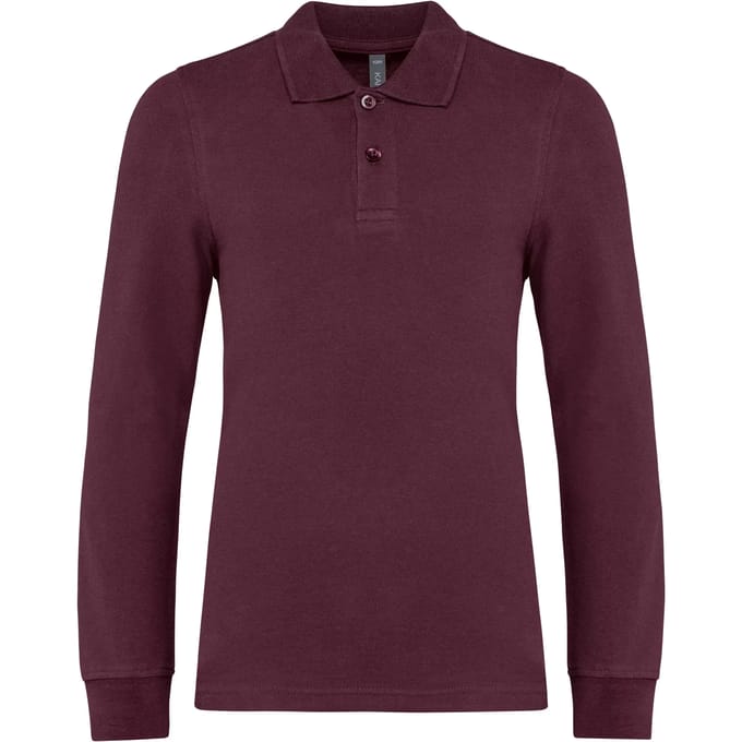 Kariban Kinderpolo lange mouwen K269 - Wine - 10/12 years (10/12 ans)