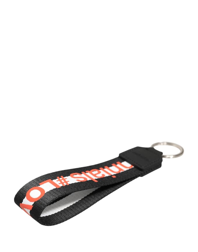 Zwarte Logo Polyester Zilver Messing Houder Sleutelhanger Sleutelhanger