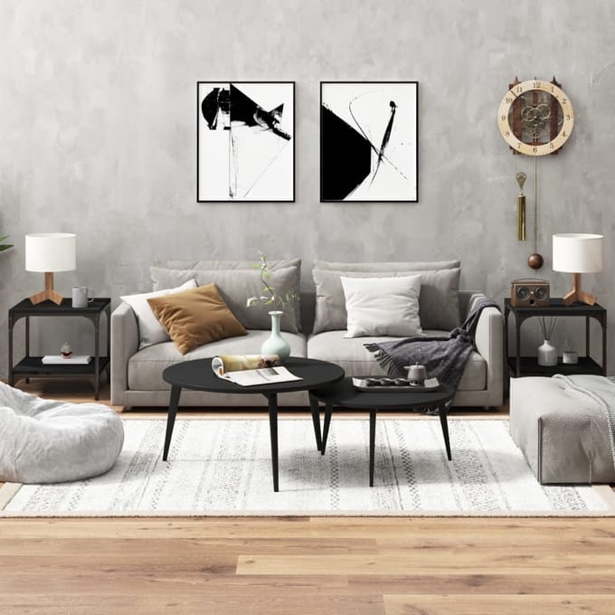 vidaXL - Bijzettafels - 2 - st - 40x40x40 - cm - bewerkt - hout - zwart