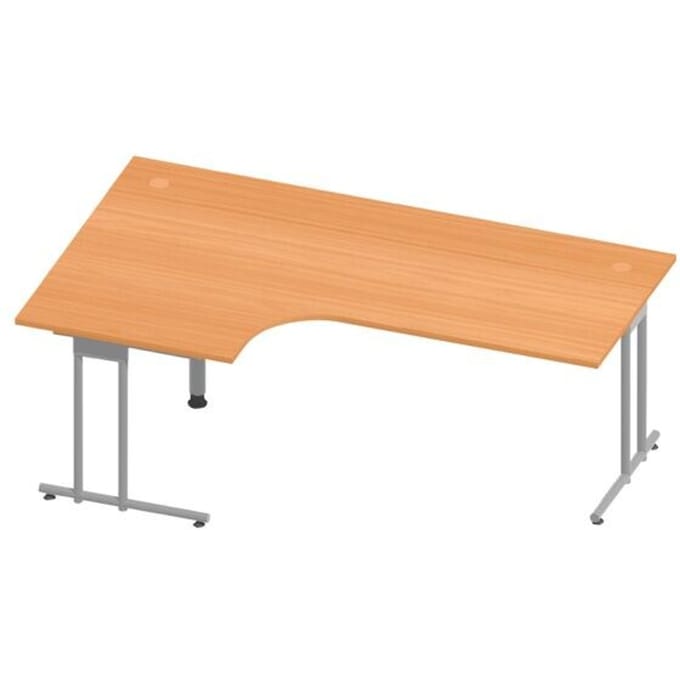Hoekig bureau 90° JENA, C-poot, links te monteren, B 2000 mm, beukenhouten afwerking