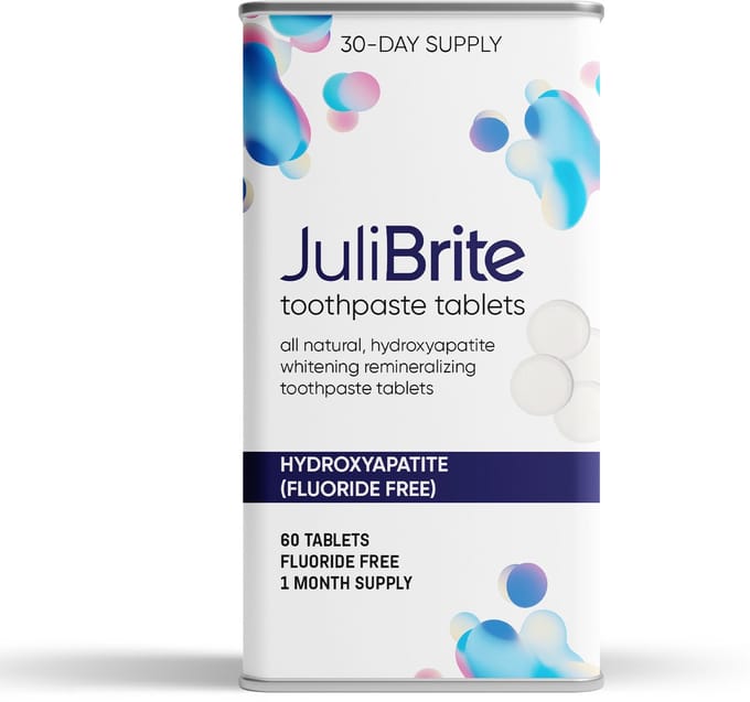 JuliBrite Tandpasta Tabletten - 60 stuks - Fluoridevrij - Nano Hydroxyapatiet
