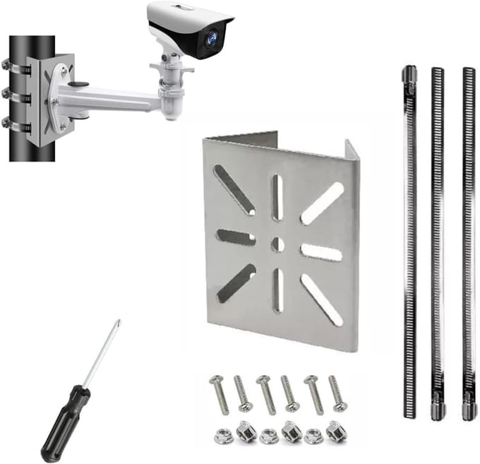 Verticale Mast Houder - Universele Camera Beugel - Bewakingscamera Montage - Robuuste Stangbevestiging - 24.6 x 14.3 x 4.9 cm