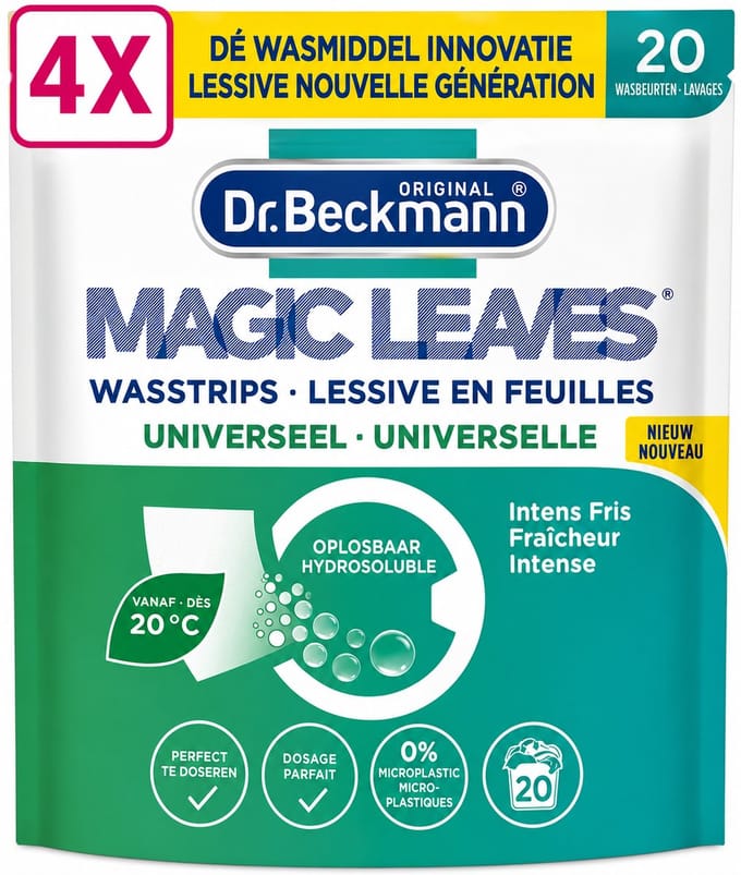 4 x Dr. Beckmann Magic Leaves Universeel - Wasstrips - Wasmiddeldoekjes