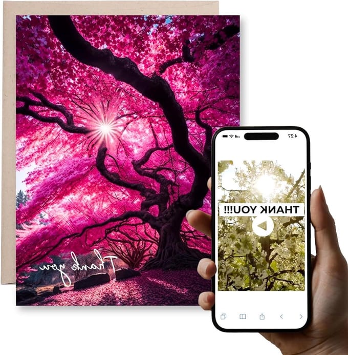 Interactieve Videokaart - Augmented Reality Kaart - Bedankje Sturen - QR-code Activering - A2 Formaat - Multicolor