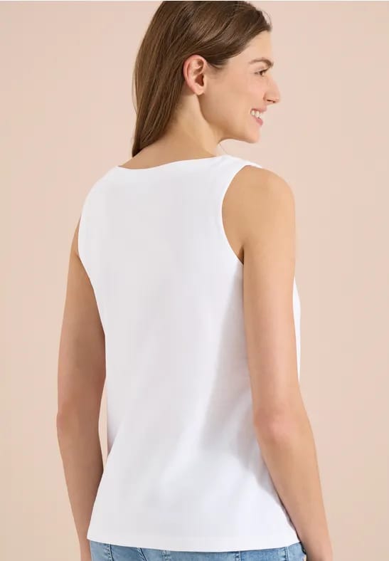 Top met gespleten hals in effen kleur