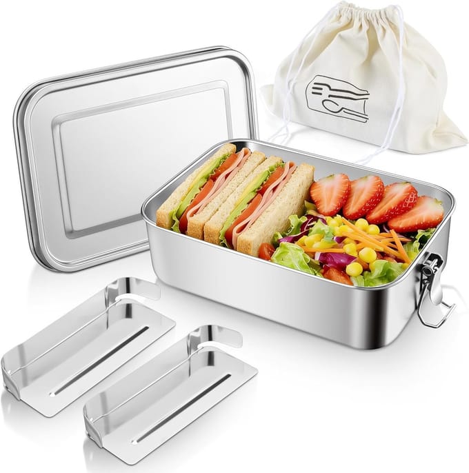 RVS Lunchbox met Compartimenten voor Gemakkelijk Meenemen van Maaltijden (1.850 ml)