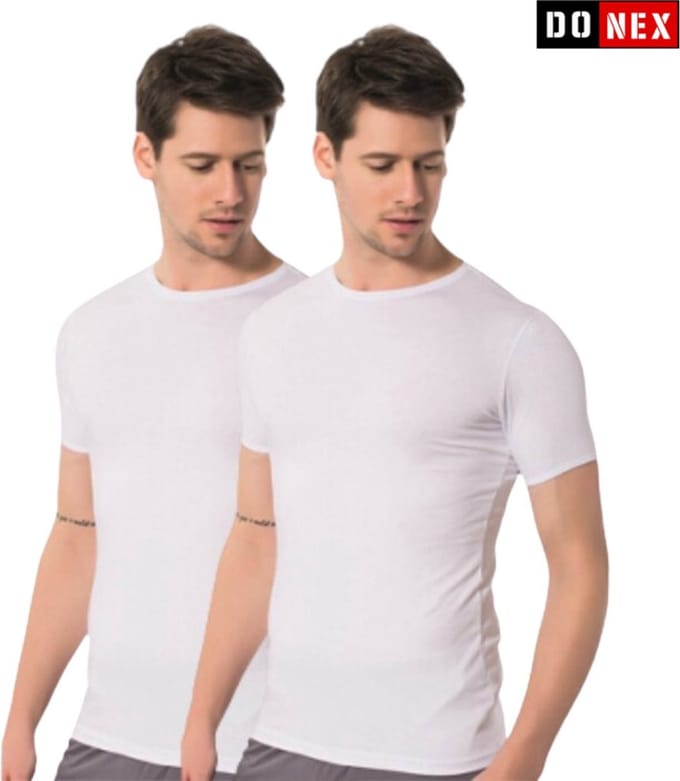 2 Pack DONEX® T-Shirt - 100% Katoen - Wit - Maat XL