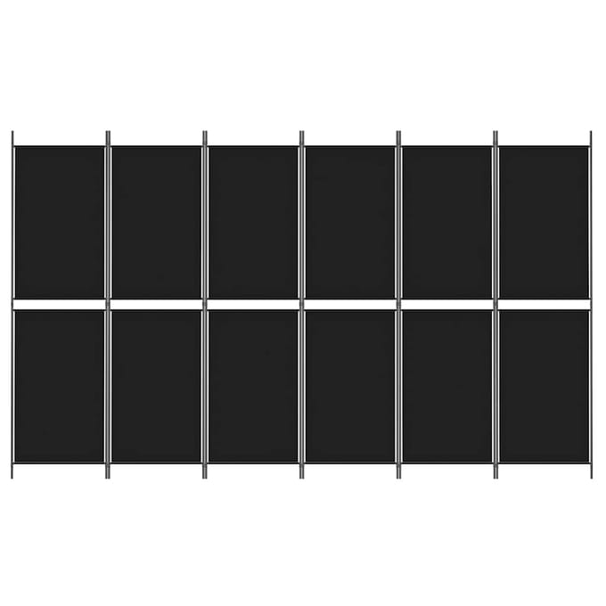 vidaXL - Kamerscherm - met - 6 - panelen - 300x180 - cm - stof - zwart